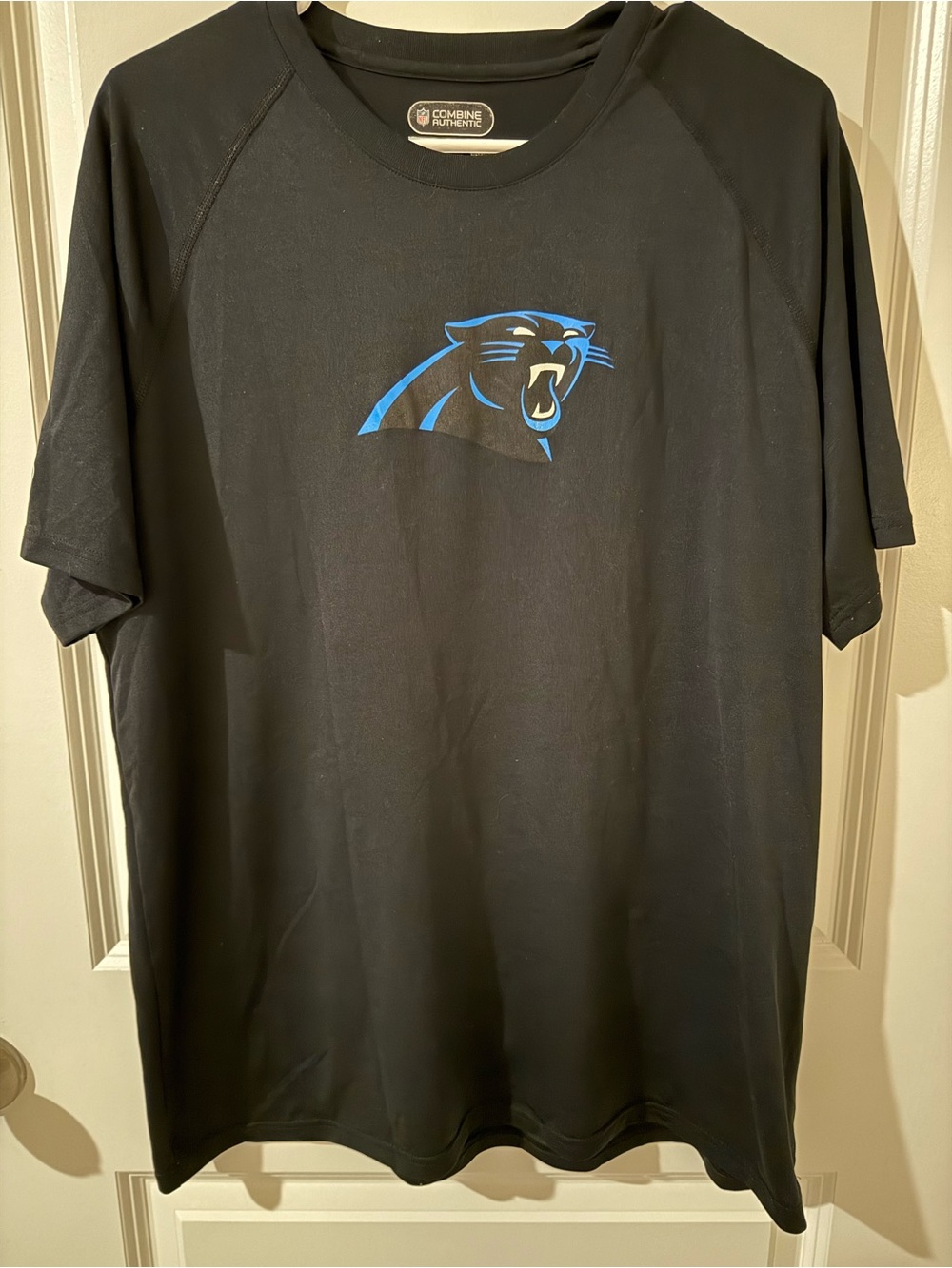 NFL Black Short-Sleeve Tee with Blue Panthers Emblem